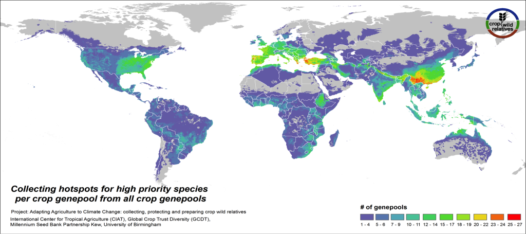 Figure 4. Collecting hotspots by crop genepool for all crop genepools combined